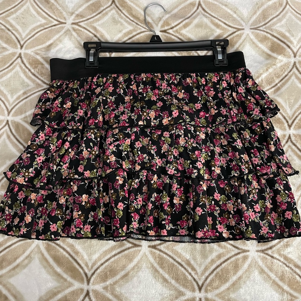 Black shirt with pink flowers
